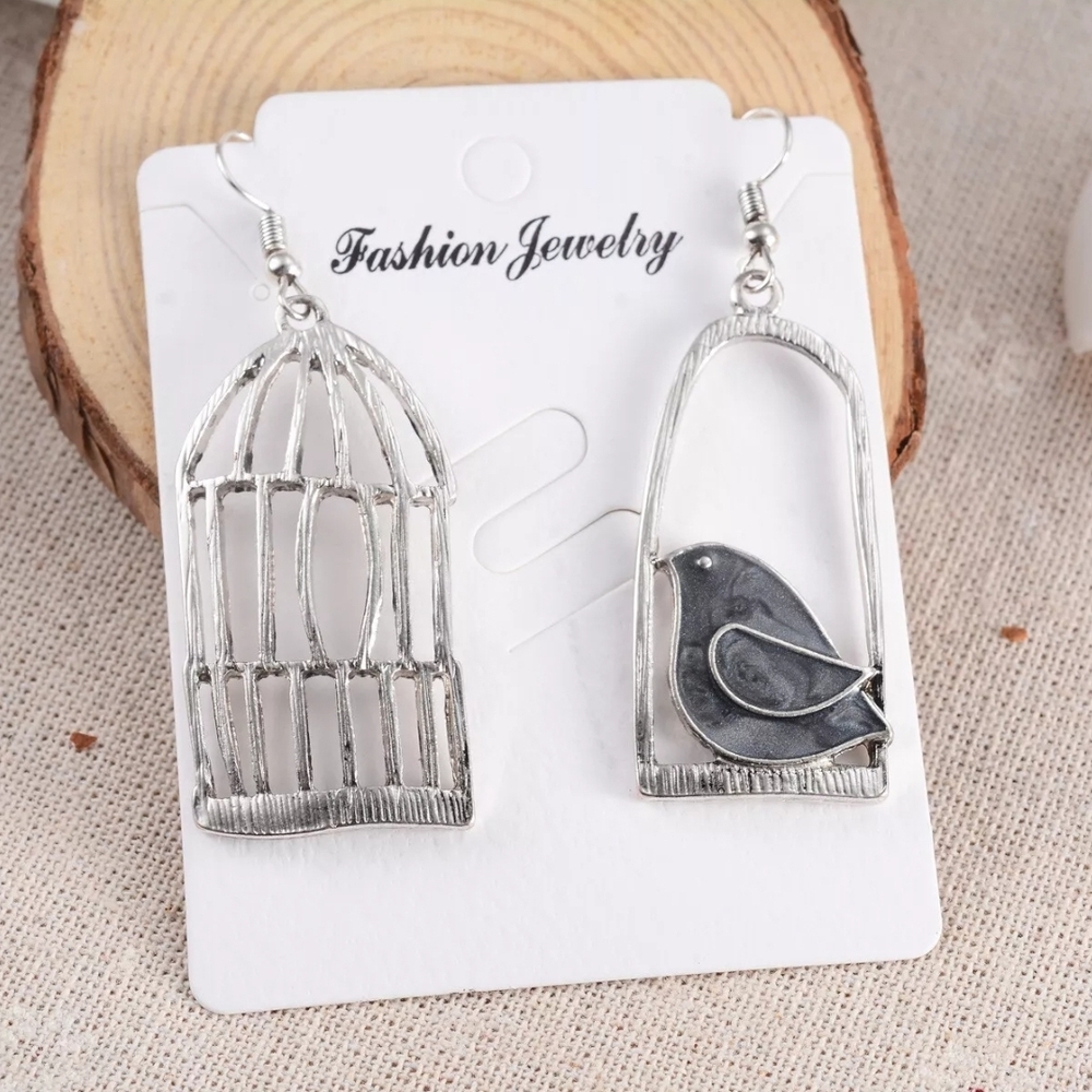 Silver Birdcage Statement Earrings